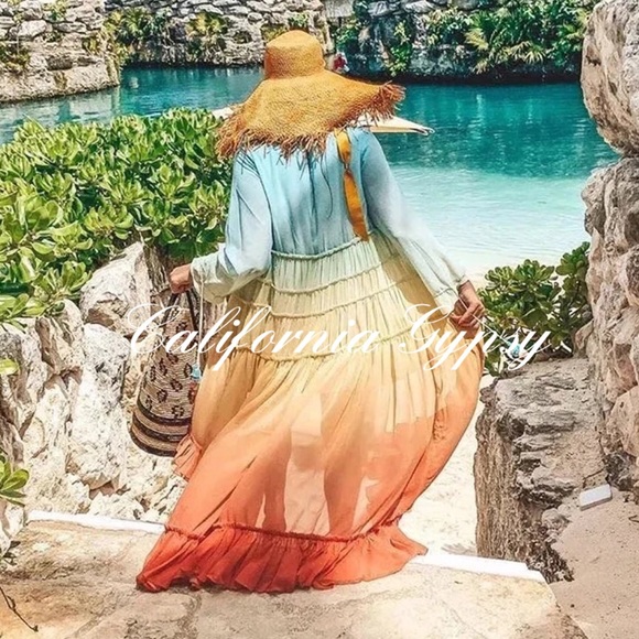 Rainbow Ombré Chiffon Coverup Duster RESTOCKED🎉 - Picture 6 of 16